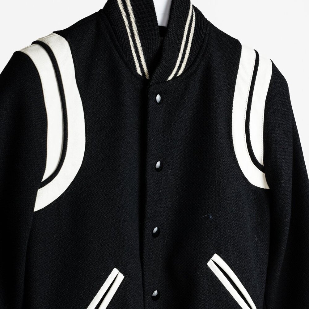 Saint Laurent Teddy Varsity Black White Jacket - Picture 4 of 14
